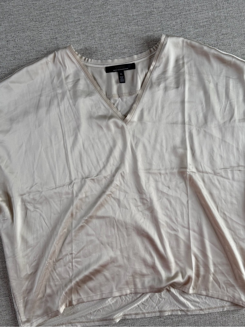 White House Black Market V-Neck Blouse - Light Cream